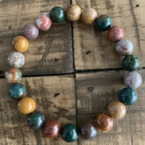 goddess zodiac Jewelry - 8mm Ocean Jasper Chakra Stretch Bead Bracelet